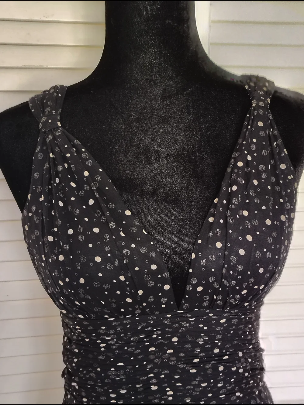 White House Black Market Black Polka Dot Silk Midi Dress Size 2 – Like New - Picture 5 of 16
